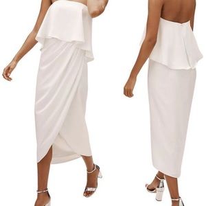 BHLDN Anthropologie White Strapless Midi Dress 12